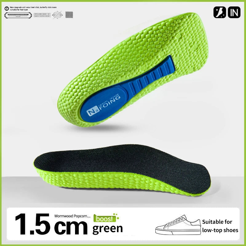 Memory Foam Height Increase Insoles for Men Women Shoes Flat Feet Arch Support Orthopedic Insoles Sneakers Heel Lift Care Insole