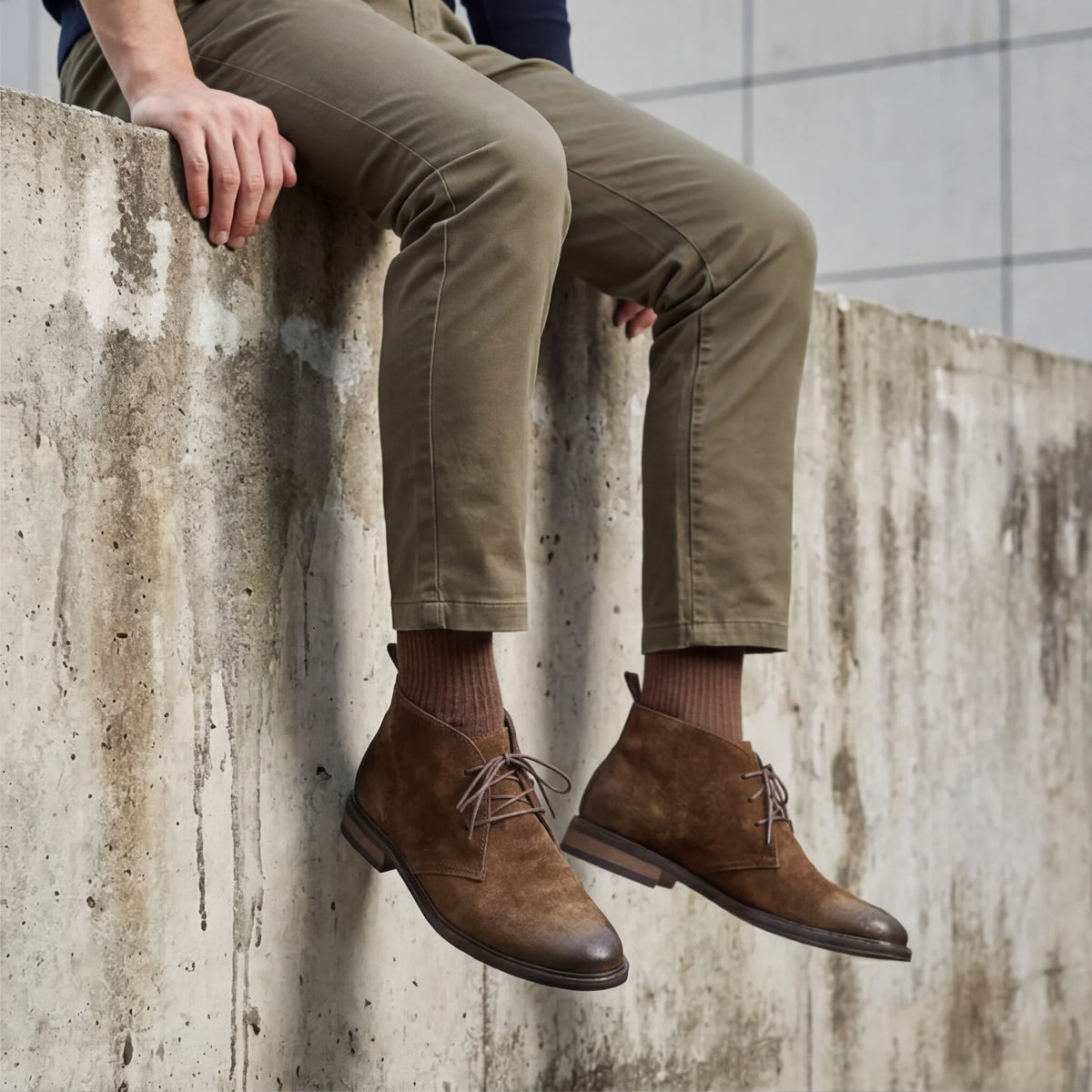 Genuine Leather Desert Boots Natural Cow Suede Leather Men Chukka Boots Fashion Comfortable Brand Ankle Leather Boots #KD598