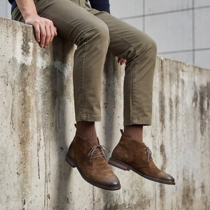 Genuine Leather Desert Boots Natural Cow Suede Leather Men Chukka Boots Fashion Comfortable Brand Ankle Leather Boots #KD598