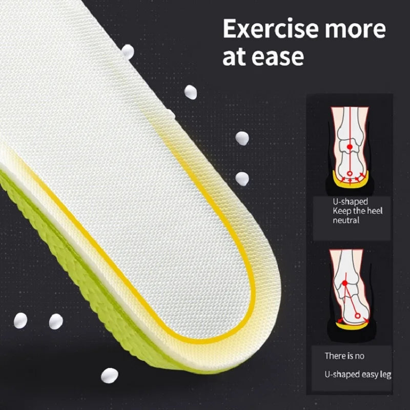 Invisible Height Increase Insoles Green Memory Foam Shoes Sole Pad Breathable Comfortable for Men Women Feet Care Insole