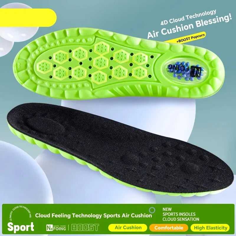 1Pair 4D Cloud Sport Insoles for Shoes PU Air Cushion Sole Soft Shock Absorption Deodorant Breathable Running Orthopedic Insoles