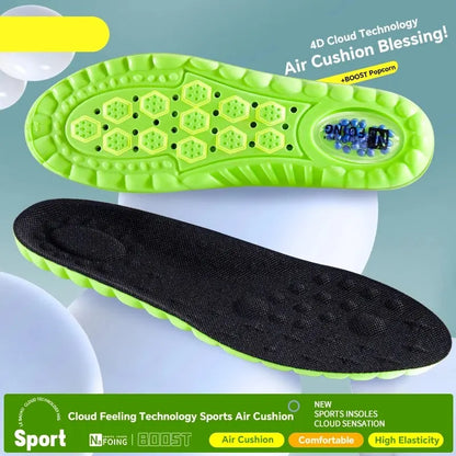 1Pair 4D Cloud Sport Insoles for Shoes PU Air Cushion Sole Soft Shock Absorption Deodorant Breathable Running Orthopedic Insoles
