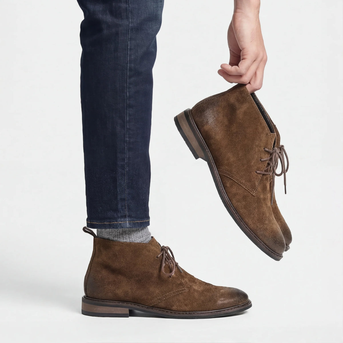 Genuine Leather Desert Boots Natural Cow Suede Leather Men Chukka Boots Fashion Comfortable Brand Ankle Leather Boots #KD598