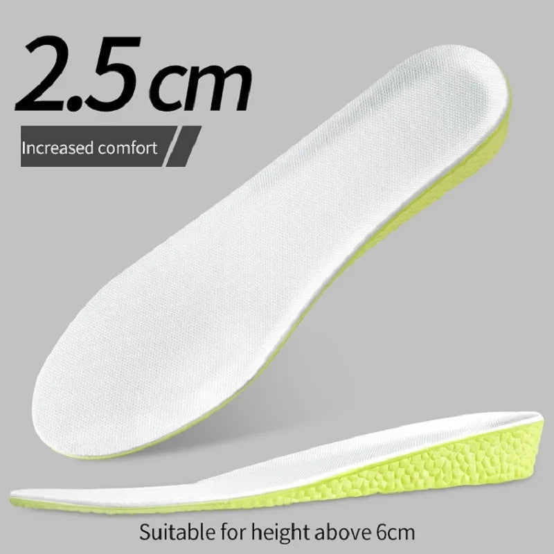 Invisible Height Increase Insoles Green Memory Foam Shoes Sole Pad Breathable Comfortable for Men Women Feet Care Insole