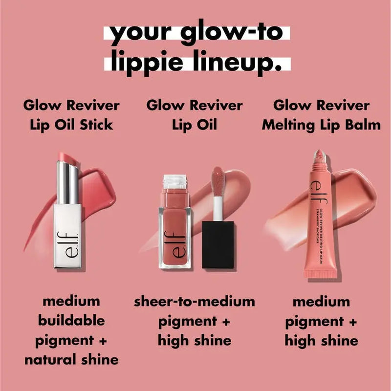 E.L.F. Glow Reviver Lip Oil Stick, Nourishing Lip Oil Stick Infused with Squalane Shea Butter & Jojoba Oil for Buildable Color & Soft Shine 3.3Ml