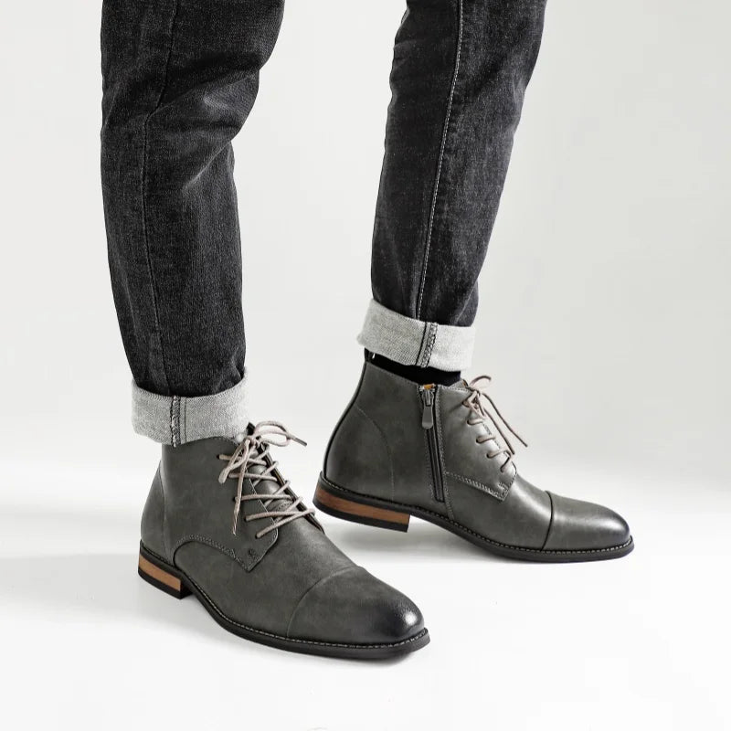 Boots for Men Fashion Brand Comfortable Ankle Leather Boots for Men #KD894
