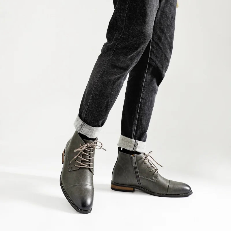 Boots for Men Fashion Brand Comfortable Ankle Leather Boots for Men #KD894