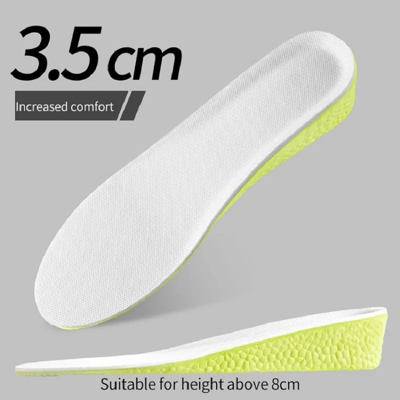 Invisible Height Increase Insoles Green Memory Foam Shoes Sole Pad Breathable Comfortable for Men Women Feet Care Insole